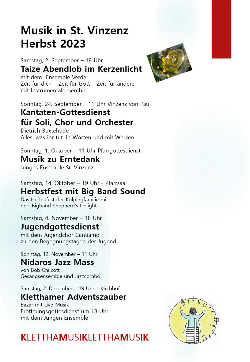 2023 Herbstprogramm Kirchenmusik St. Vinzenz